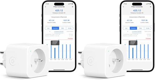 Meross Prise Connectée (Type E), 16A Prise WiFi Compatible avec Alexa et Google Home, Prise Consommation Électrique Intelligente avec Commande Vocale, Contrôle à Distance et Configuration Bluetooth
