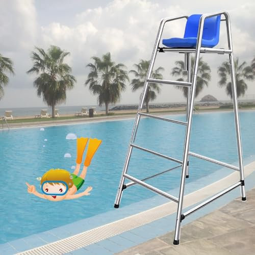 Scalette per Piscina, Sedia salvavita, Sedia Alta da Bagnino, Sedia Alta da Bagnino da 180 cm/5,9 Piedi per Piscina - Sedia Alta da Bagnino/Sdraio a 4 gradini per Esterni con Seduta Comoda -
