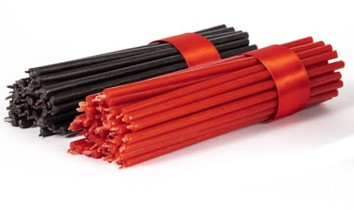 40 Stk. Bienenwachskerzen Schwarz & Rot – 100% natürlich, rauchfrei & tropffrei – 16 cm, ⌀ 5 mm – Ritualkerzen für Magie, Schutz, Liebe & Meditation