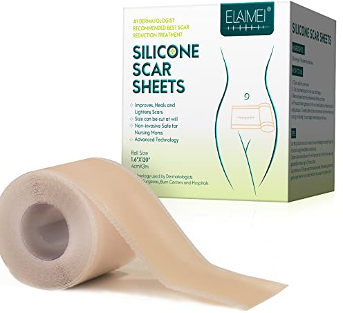 Silicone Scar Sheets, Silicone Scar Tape (1.6” x 120”Roll-3M), Scar Tape Roll Medical Silicone Easy-Tear Gel Tape Roll, Scar Removal Sheets Works on Old & New Scars, Scar Treatment Sheets