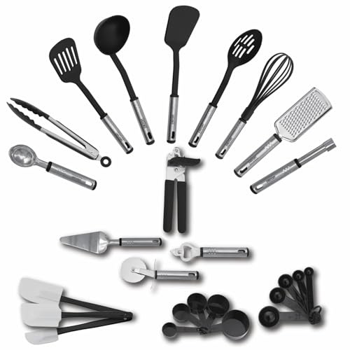 CHEFCHY 26-Piece Kitchen Utensil Set – Stainless Steel & Nylon Cooking Tools, Heat Resistant, Non-Toxic, Food Safe – Complete Cookware Set for Home, Family, Camping