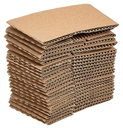 DEARMAMY Fundas de Papel Corrugado Protector Térmico y Decorativo 50 para Tazas de Café Material de Cartón Celular, Paquete de 50 Unidades, Adecuado para Cafeterías y Restaurantes