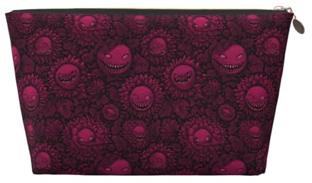 GVYGVY Small Travel Makeup Bag Organizer Leather - Pink Carnivorous Plant Print Travel Toiletry Bag for Women & Men, Organizing Pouches for Purse with Zipper