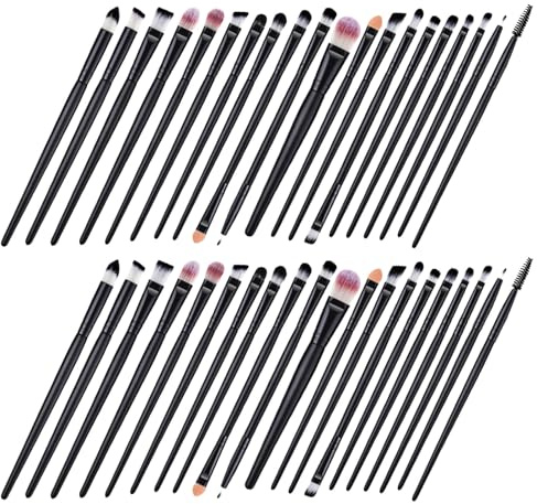 Healeved 2 Sets Pinceles de Sombras de Ojos Ligeros para Viaje, Herramienta de Belleza Profesional de Material Sintético