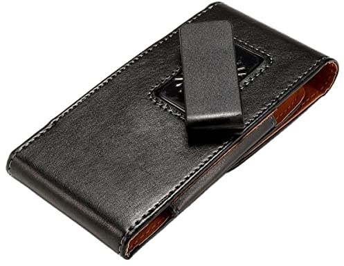 DFV mobile - Executive Belt Case with 360 Rotating Clip Faux Leather for MOBICEL RX17 (2023) - Black