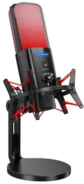 Tosuny 2,4 G Kabelloses USB Gaming Mikrofon, Aktive Geräuschunterdrückung und Nierencharakteristik mit RGB Beleuchtung, Dual Mode Streaming Mikrofon für PC Telefone