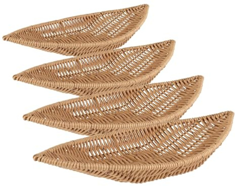 APS 40344 Corbeille en forme de bateau « COVE », panier tressé beige en polypropylène, récipient en osier avec fil en acier inoxydable, panier à viennoiseries, panier alimentaire, dimensions 30 x 15