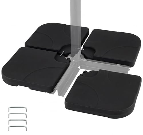 COSTWAY Base per Ombrellone in Plastica a 4 Pezzi, Supporto Ombrellone Riempibile 72 kg con Acaua e Sabbia, con Maniglia e 4 Perni in Meallo, per Patio e Bordo Piscina