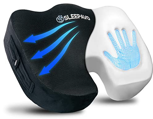 Sleepavo Cojín para silla de oficina, cojín de asiento para alivio del dolor de coxis, almohada para coxis, ciática y dolor de espalda baja, almohadilla ortopédica para apoyo lumbar en escritorio de
