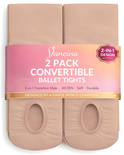 Dancina Footless Tights for Girls Teenagers' Ballet Training Practice Leggings Women's S/M Suntan x2