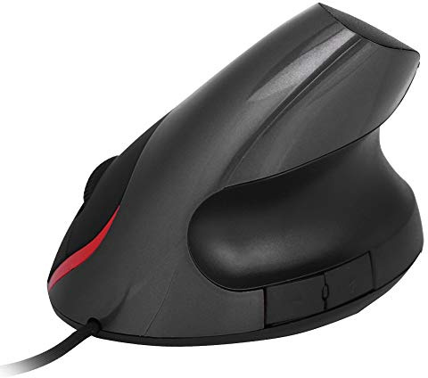 ASHATA 3200DPI USB vertikal trådbunden mus med ergonomisk design handledsstöd, spelmöss för PC-bärbar dator(Black)
