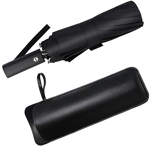 Vicloon Paraguas Plegable Automático + Abrir y Cerrar Automático & Bolsa de Cuero - 12 Varillas,Secado Rápido 210T Tela y Mango Antideslizante – Resistente al Viento Paraguas para Adultos,Niños