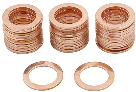 sourcing map 50stk. Kupferdichtring Flache Autoabdichtung Dichtungsring 14mm | Für Wasser-, Kraftstoff- Und Hydraulikarmaturen, Für Sumpfstecker, Abrieb-, Temperatur- Und Druckbeständigkeit