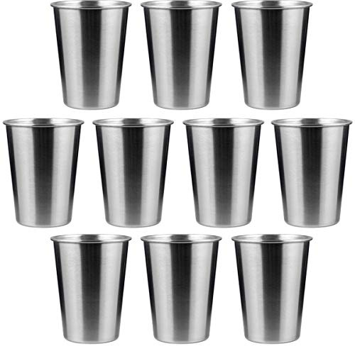 10 Stück Edelstahl Becher Biergläser Metall Trinkgläser, 350ML