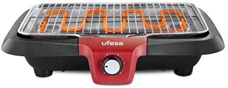 Ufesa BB7640 Barbecue Elettrico, 2300 W, Superficie griglia 38x24 cm, Stop automatico, Termostato Regolabile, Senza Fumo, Adatto al lavastoviglie