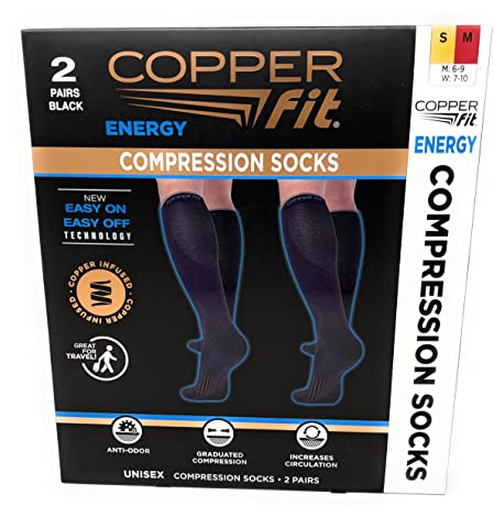 Copper Fit Unisex-Kompressionssocken, Größe und Menge wählen, Schwarz, Large/X-Large