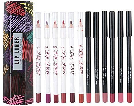 12 Colores/set Lápiz Labial Mate Resistente Al Agua De Larga Duración Lápiz Delineador De Labios Sexy, Maquillaje Cosmético Belleza Para Niñas Y Mujeres