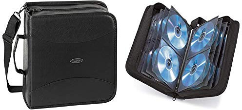 Vivanco Pro CDK 320 Kunstleder CD/DVD-Tasche für 320 CDs schwarz & Hama CD Tasche für 120 Discs/CD/DVD/Blu-ray (Mappe zur Aufbewahrung, platzsparend für Büro, Wohnzimmer und Zuhause) Schwarz