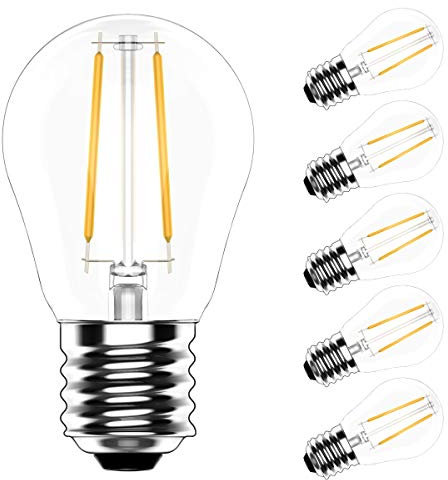 Ziefgn 5X E27 Glühbirne, 2W Lampen G45 LED Edison Birne,Warmweiß 2700K,Vintage Retro Leuchtmittel,ersetzt herkömmliche 20W Glühbirnen, Filament Glas,AC 220V-240V, Nicht Dimmbar