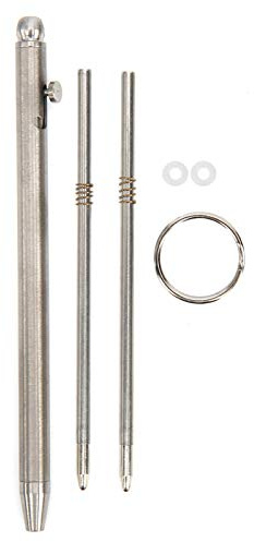 SUNGOOYUE Mini penna a sfera, penna portachiavi portatile EDC in puro titanio - Strumento di scrittura a sfera con segno(Argento)