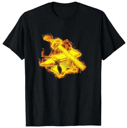 Fuego Yunque Y Martillo Llamas Fragua Forja Herrero Camiseta