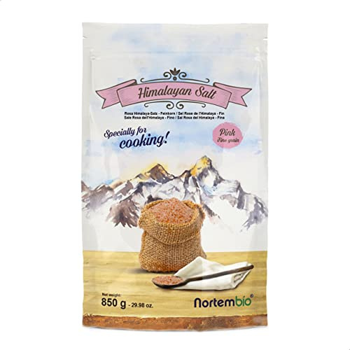 Nortembio Sale Rosa dell'Himalaya 850 g. Fino (0,5-1,5 mm). Sale Gourmet 100% Naturale. Ricco di Minerarli. Cucina Sana. Non Raffinato. Senza Conservanti. Estratto a Mano. Dal Punjab Pakistan.