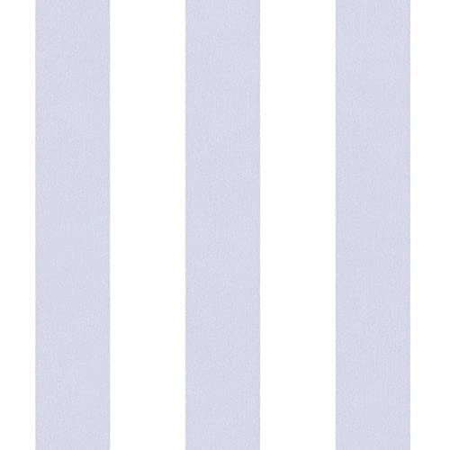 Papier peint chambre bébé à rayures gris & blanc | Tapisserie grise & violette à rayures | Papier peint intissé lavable pour chambre enfant