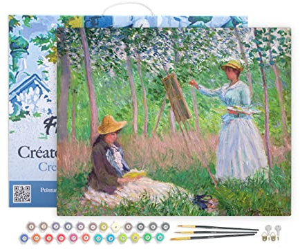 Figured'Art Peinture par Numéro Adulte avec Cadre Dans les bois de Giverny - Monet - Activité Manuelle Kit de Loisir Créatif DIY Numéro d'Art Complet - 40x50cm toile tendue sur châssis