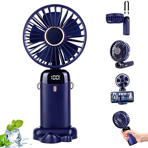 JOPHEK Mini ventilateur portable rechargeable par USB avec 5 vitesses, 5 000 mAh, fonctionnement à piles, ventilateur de bureau pliable pour bureau, chambre à coucher, voyage