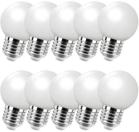 10er E27 Farbige Glühbirne, 2W G45 Farbige Glühbirnen, Globe Lichterkette bunt, Innen- Außen Lichterkette glühbirne, Weihnachtsbeleuchtung für Weihnachten Hochzeit Party Weihnachtsbaum, Warmweiß