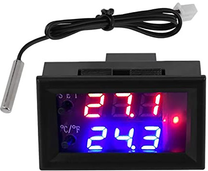 Honiwu Digitaler Mikrocomputer Thermostat, DC 12v Allzweck-Temperaturregler, Temperaturschalter mit NTC Wasserfester Sensor Sonde, für Temperaturregelschutz