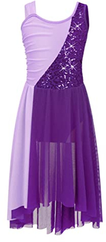 iiniim Kinder Mädchen Ballettkleid Glitzer Lyrisch Tanzkleid Ballerina Kleid Latein Tanzkleid Modern Contemporary Tanzkostüm Lila 122-128