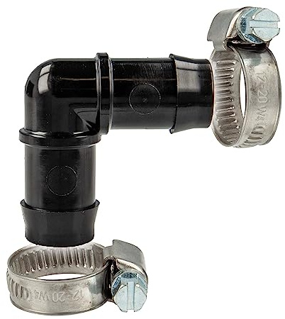 tecuro Schlauchverbinder 90° Winkel Ø 28 mm, mit Edelstahlschlauchschellen - Nylon schwarz