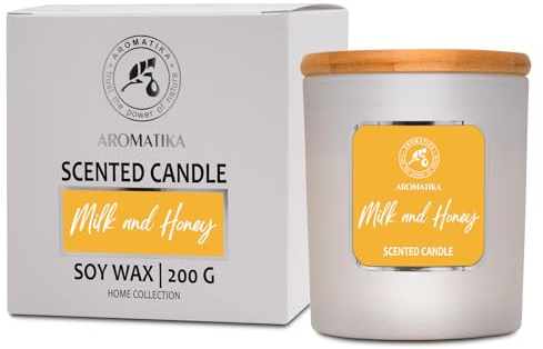 Aroma Kerze Milch - Honig 200 g - Aromatherapie Sojawachs Kerzen - Kerzen für Raumduft - Kerze für Hause - Idee für Geburtstag - Duftkerze im Glas - Weihnachten