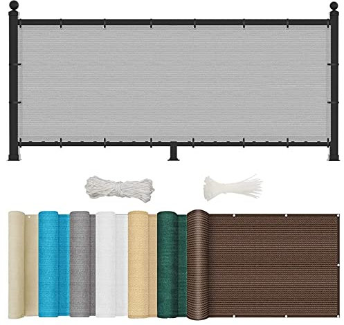YUANZHI Balkon Sichtschutz 85 x 850 cm HDPE 185g/m², Wetterfest Gartenzaun Balkonzaun mit Kabelbindern für Garten, Balkon Terrasse, Grau