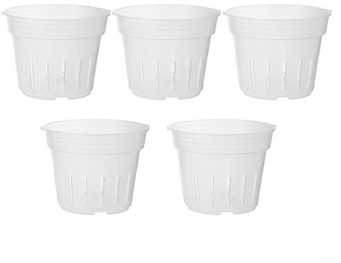 ZYNCUE Vasi per orchidee in plastica trasparente, 16 cm, con fori di drenaggio, per orchidee, piante grasse, piante d'appartamento, confezione da 5