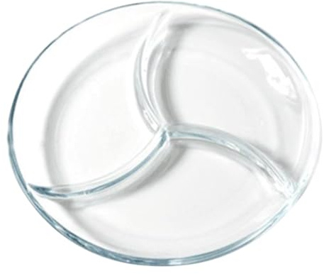 HOMSFOU Plat de service en verre - Plateau de petit-déjeuner - Assiettes en verre pour adultes - Assiettes carrées - Assiette de service divisée - Assiette de contrôle des portions - Plat alimentaire