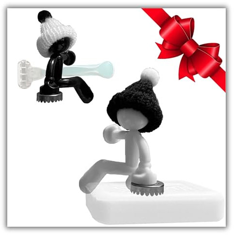 ✯ IDEE Cadeau ✯ Duo Monochrome Original | Porte Savon AIMANTE | Porte Rasoir | pour Lavabo Douche | Accroche Torchon Frigo Cuisine | Gadget Insolite Unique Emoji 3D Magnet