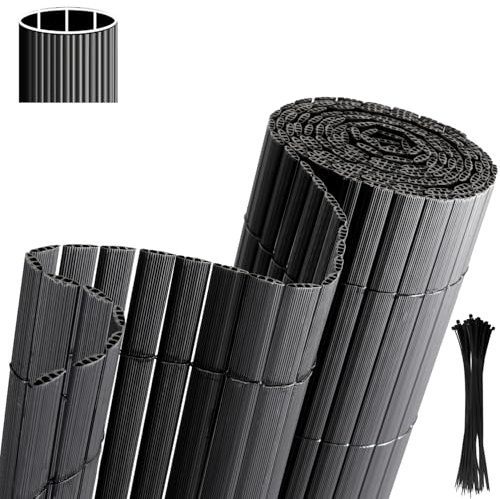 Joparri PVC Sichtschutzmatte 120 x 300 cm Sichtschutz Garten Sichtschutzzaun 3-Gewicht-Verstärkung, Stabil Kunststoff Sichtschutzzaun für Balkon Garten Terrasse, Anthrazit