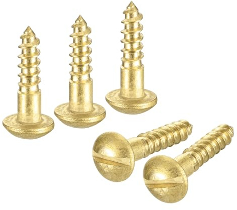 QUARKZMAN Vis à Bois M2.5 x 10mm à Tête Ronde Fendue en Laiton, Vis Autotaraudeuses pour le Travail du Bois, 60 Pièces