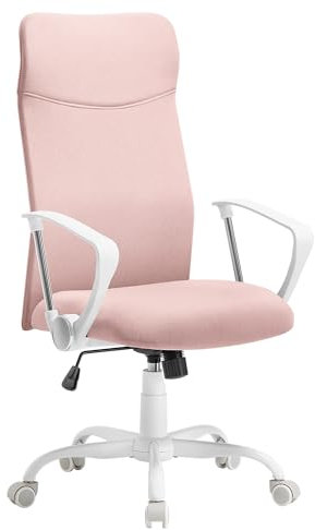 SONGMICS Bürostuhl, ergonomischer Stuhl, drehbarer Sitz, gepolsterte Sitzfläche, höhenverstellbar und neigbar, Tragfähigkeit 120 kg, Bonbonrosa OBN034R01