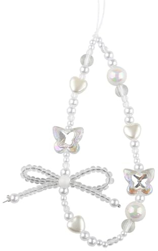 Schmetterling Schleife Herz Perle Handyanhänger Handykette, Schmetterlinge Pearl Herzen Bead Schleifenknoten Anhänger Handykette Kurz Phone Cham Perlen Butterfly Bow Heart Pearl Phone Charm Handy Kett