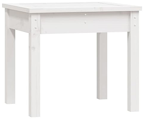 Makastle Gartenbank wetterfest Holzbank Sitzfläche Sitzbank ohne Rückenlehne Outdoor Hockerbank Parkbank Gartenmöbel für Innen und Außen, Weiß 50x44x45 cm Massivholz Kiefer