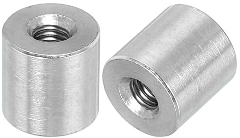 QUARKZMAN 10pcs M5 Rond Connecteur Écrous, 304 Inox Acier Accouplement Écrou 12mm/0.5 Longueur Manchon Tige Barre Goujon Écrou pour Support, M5x12x12mm