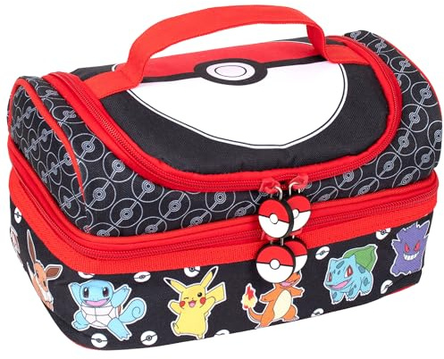 Pokémon Lunchtasche mit mehreren Fächern für Kinder, Schule, thermisch isoliert, Doppeldecker, Lebensmittelbehälter für Jungen