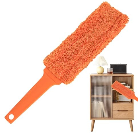 Plumero para limpiar, plumero sin pelusas, cepillo de felpa para el polvo, cepillo de felpa para una limpieza eficiente, cepillo de plumero con cabezal extraíble para persianas, para uso en H