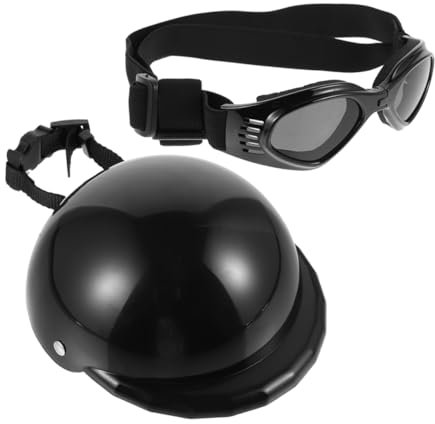 ORFOFE Motorradhelm Für Hunde Brille Für Kleine Haustiere Deko-Brille Helm Haustiere Kostüm-Requisiten Schutz Vor Uv-Strahlung Verstellbar Passend Für Viele Kleine Als Foto-Requisite