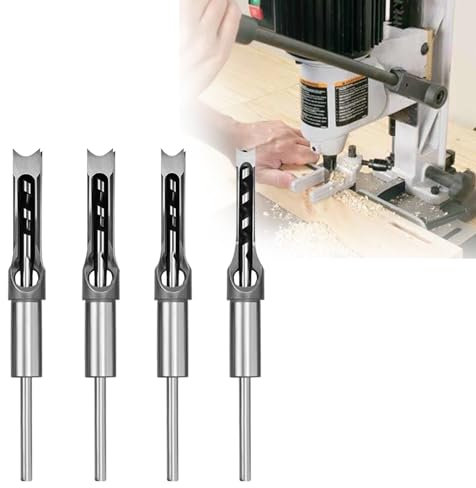 Punte per trapano a foro quadrato per lavorazione del legno, set di scalpelli per mortasatrici per legno Punte per trapano a foro quadrato per legno per macchine per mortasatrici (1/2, 9/16, 3/5, 5/