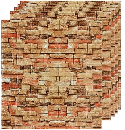 GFLCWYP 10 Panneau Mural Decoratif en Brique 3D, Papier Peint Auto-Adhésif Imperméable en Brique PE, Pierre De Parement Interieur, Revetement Mural Adhesif pour Arrière-Plan De Télévision