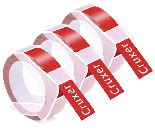 Cruxer 3er-Packung Kompatibel für Dymo 3D S0898152 521202 Rot Kunststoff Prägebändern Bänder, 12mm x 3m Schriftband Ersatz für Office Mate II 1540 154000 Organizer Xpress Pro 1575 Beschriftungsgerät